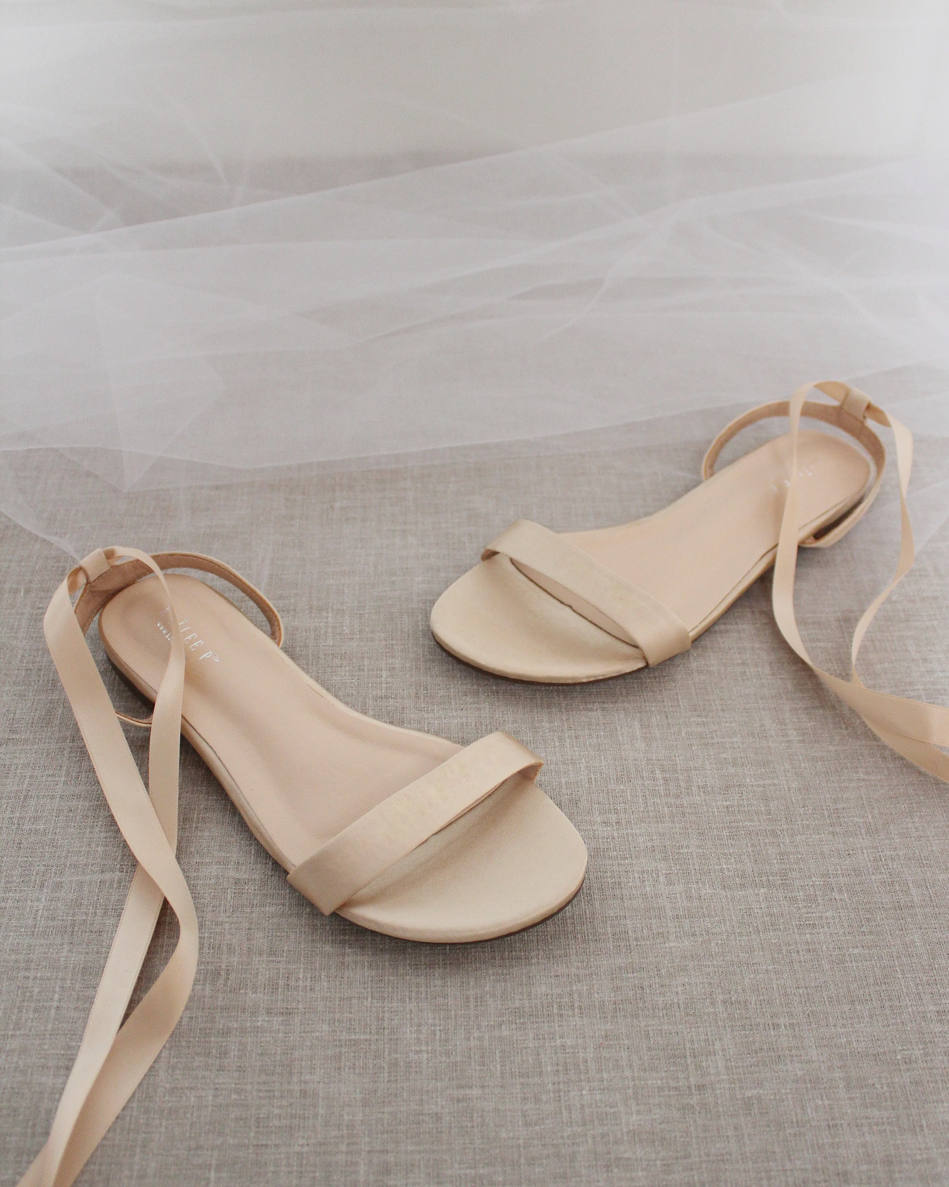 Satin Flat Sandal with Ballerina Lace Up