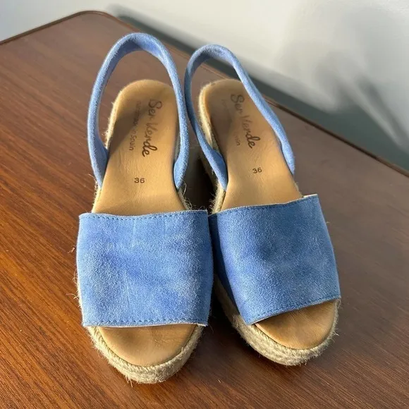 Ser Verde Blue Sueded Sandal Made in Spain Size 36