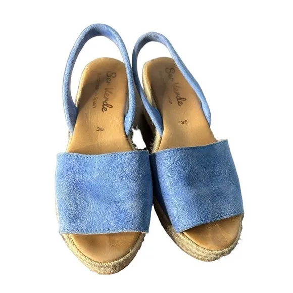 Ser Verde Blue Sueded Sandal Made in Spain Size 36