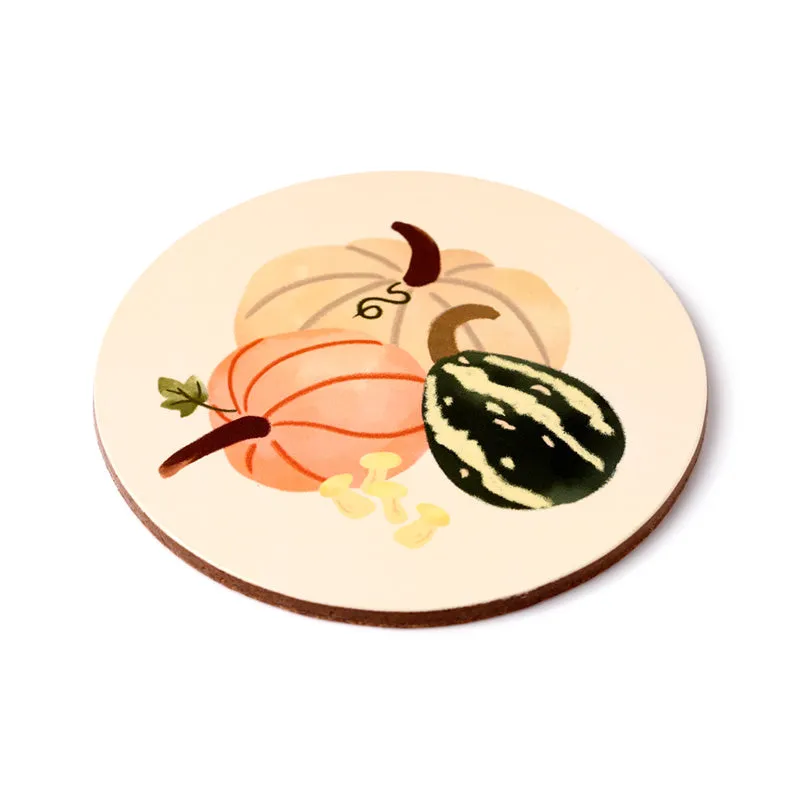 Set of 4 Cork Novelty Coasters - Autumn Harvest
