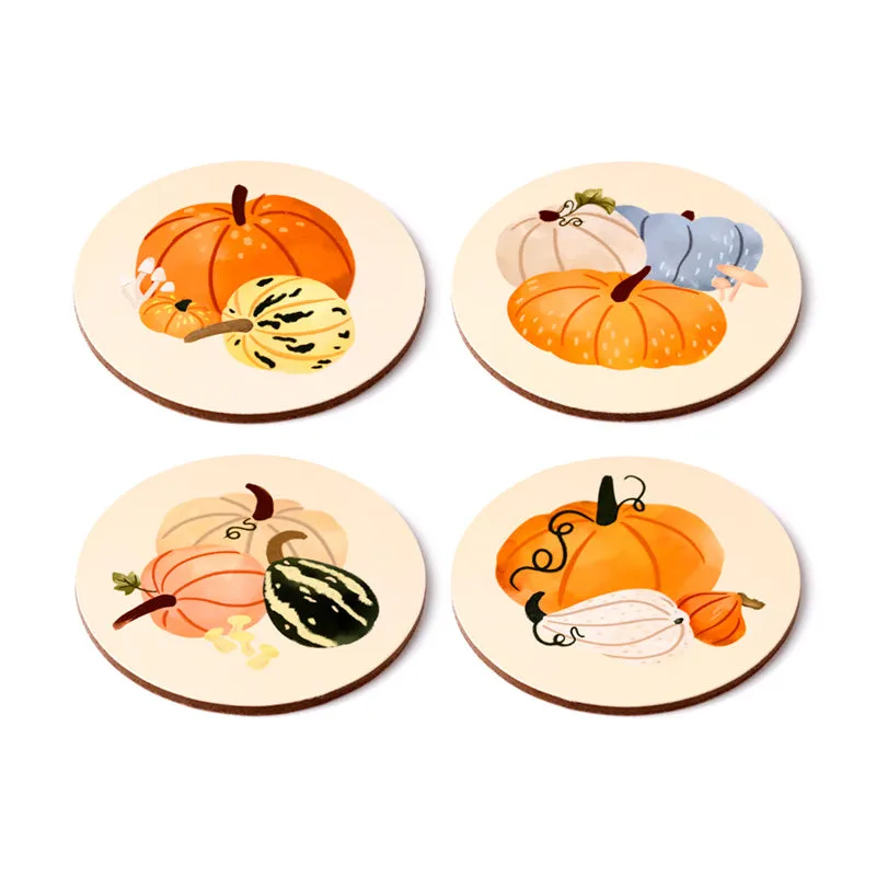 Set of 4 Cork Novelty Coasters - Autumn Harvest
