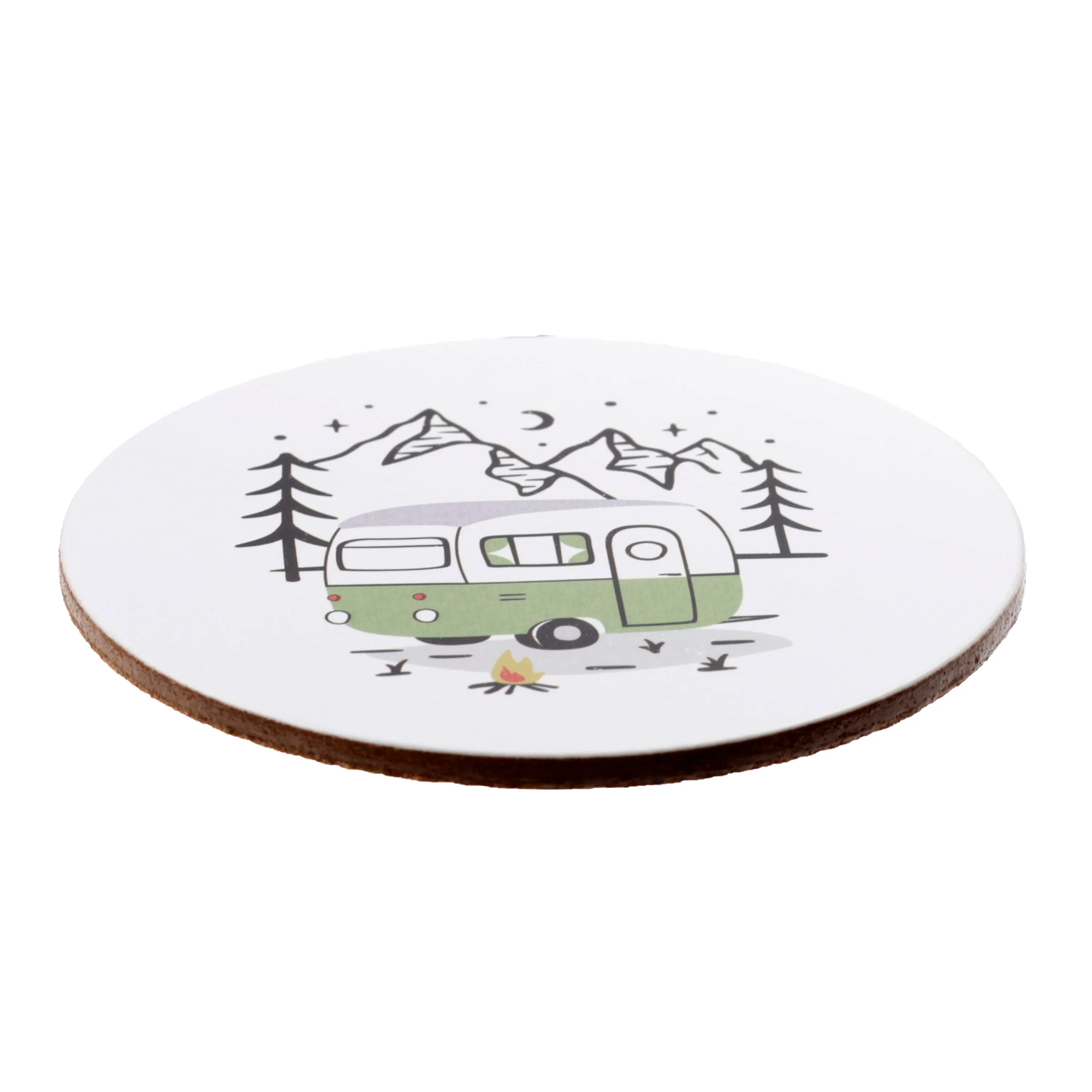 Set of 4 Cork Novelty Coasters - Wildwood Caravan