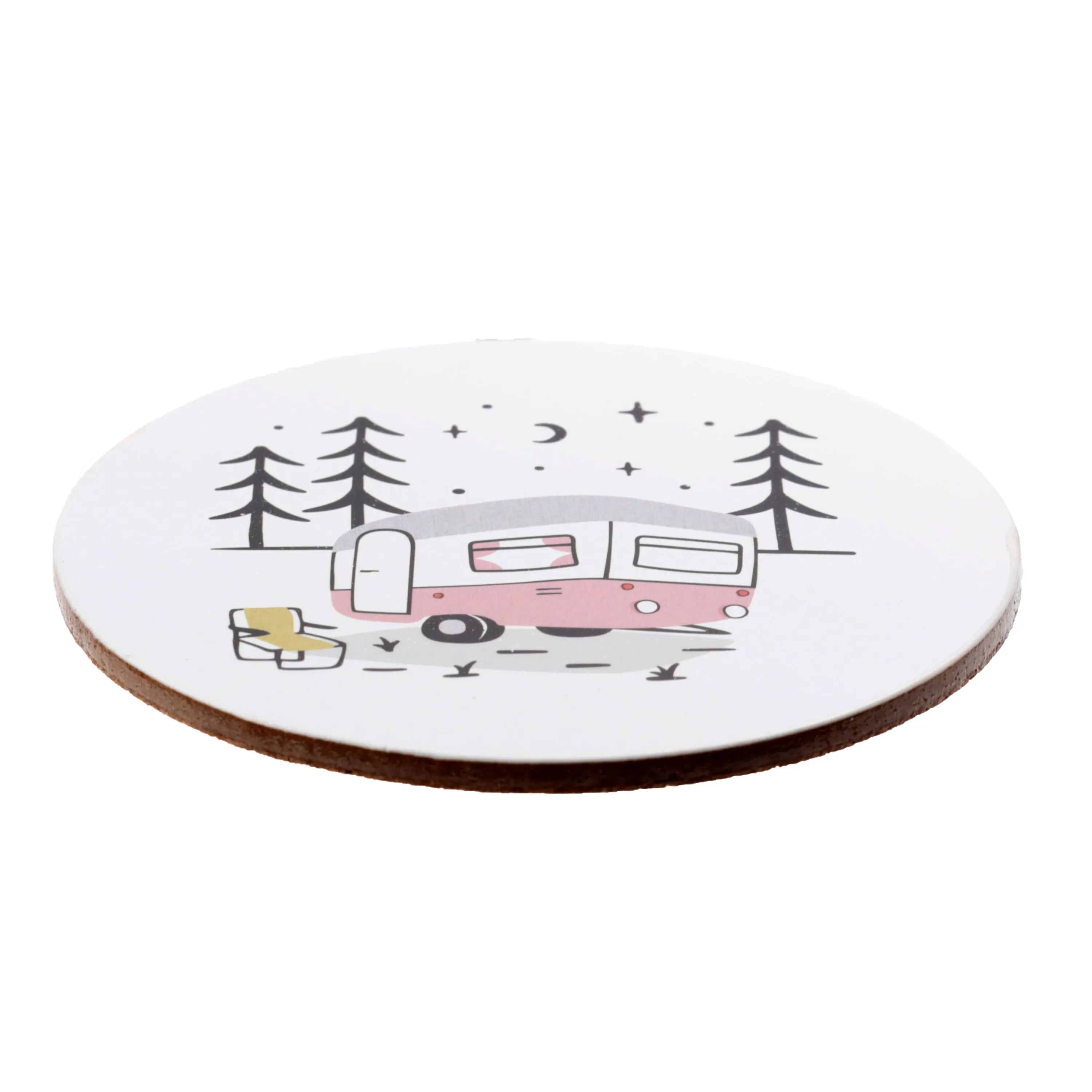 Set of 4 Cork Novelty Coasters - Wildwood Caravan