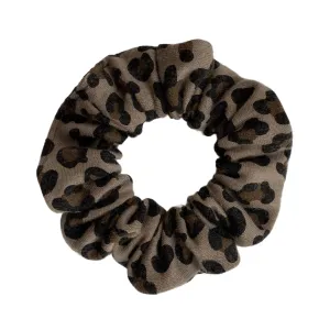 Small Leopard on Taupe Scrunchie