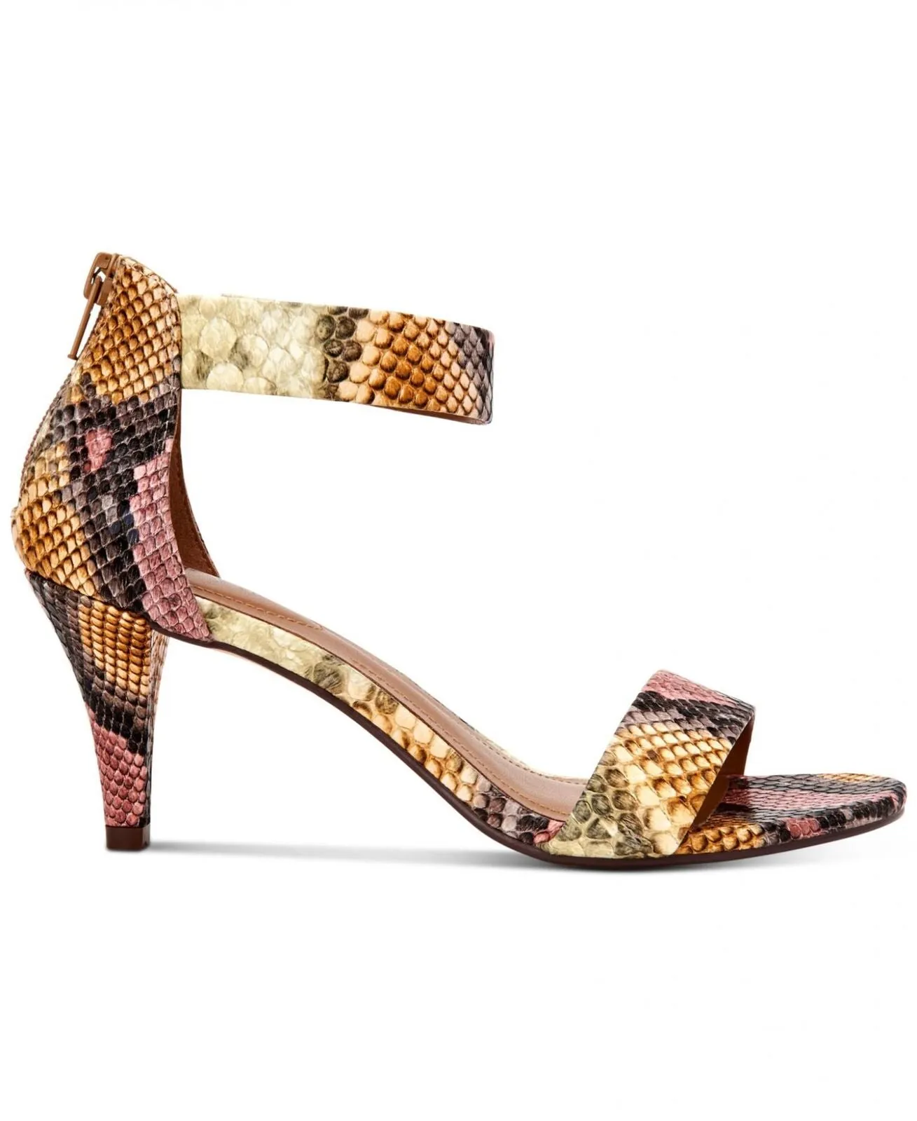 Style & Co. Womens Paycee Faux Leather Dress Sandals Rainbow Snake Red 8.5M