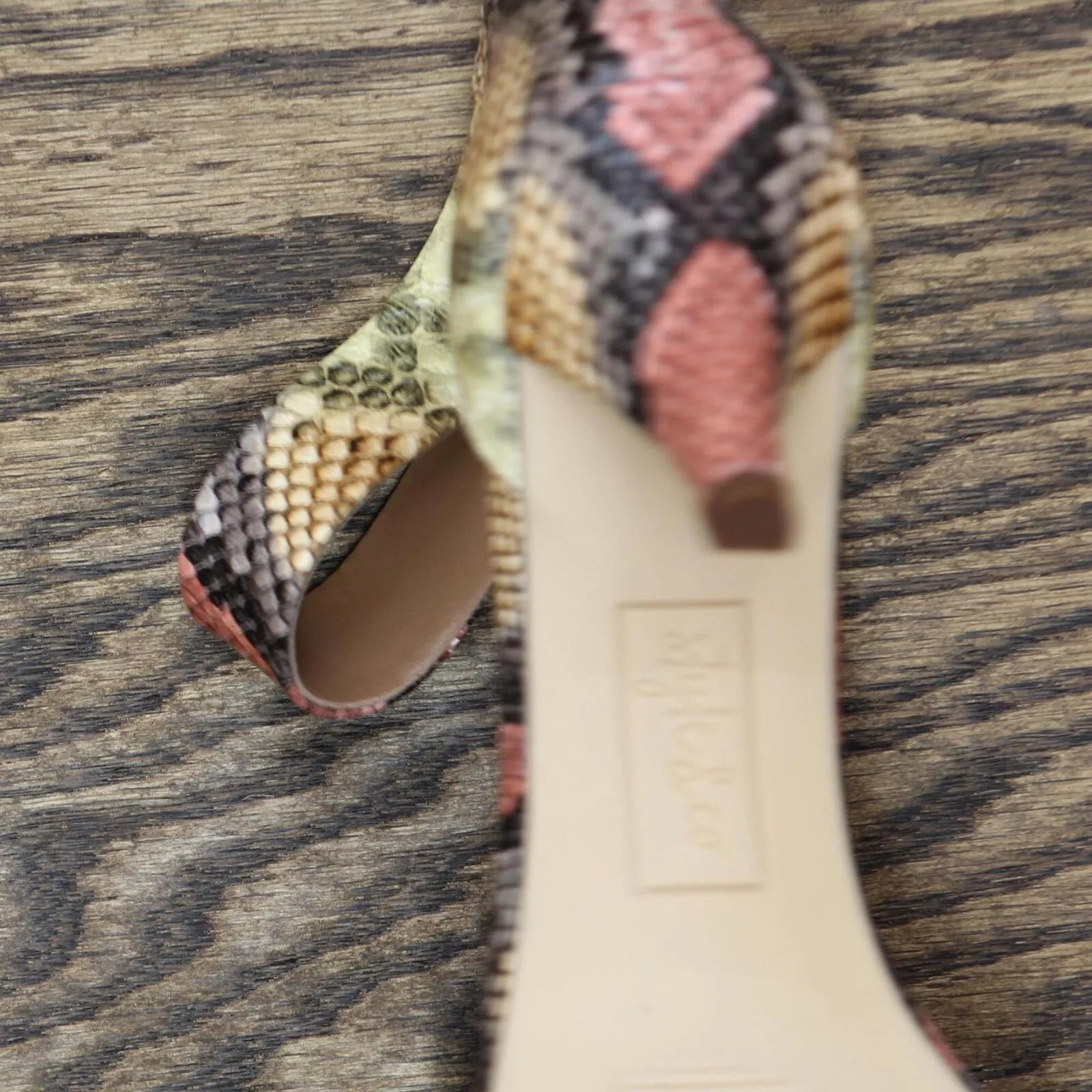 Style & Co. Womens Paycee Faux Leather Dress Sandals Rainbow Snake Red 8.5M