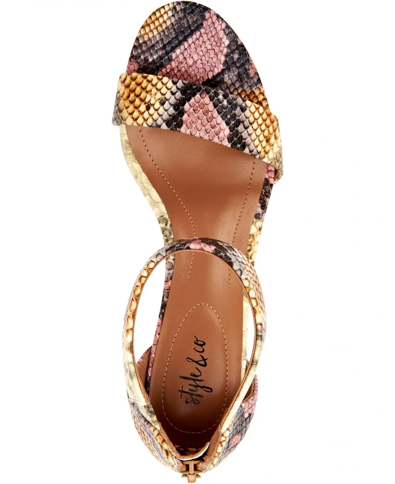 Style & Co. Womens Paycee Faux Leather Dress Sandals Rainbow Snake Red 8.5M