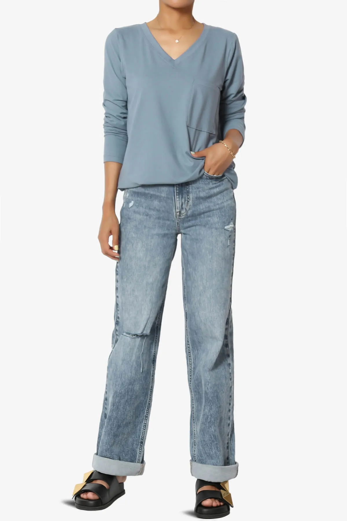 Susan Ultra Soft Chest Pocket Loose Fit T-Shirt PLUS