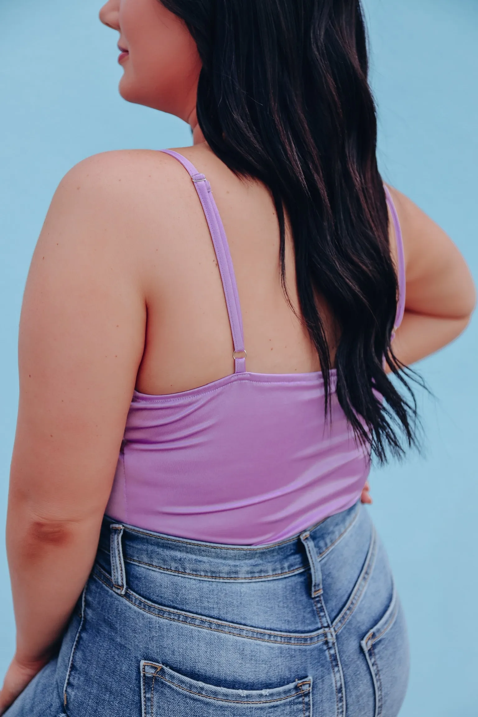 Sweet Serenity Satin Bustier Bodysuit - Lavender
