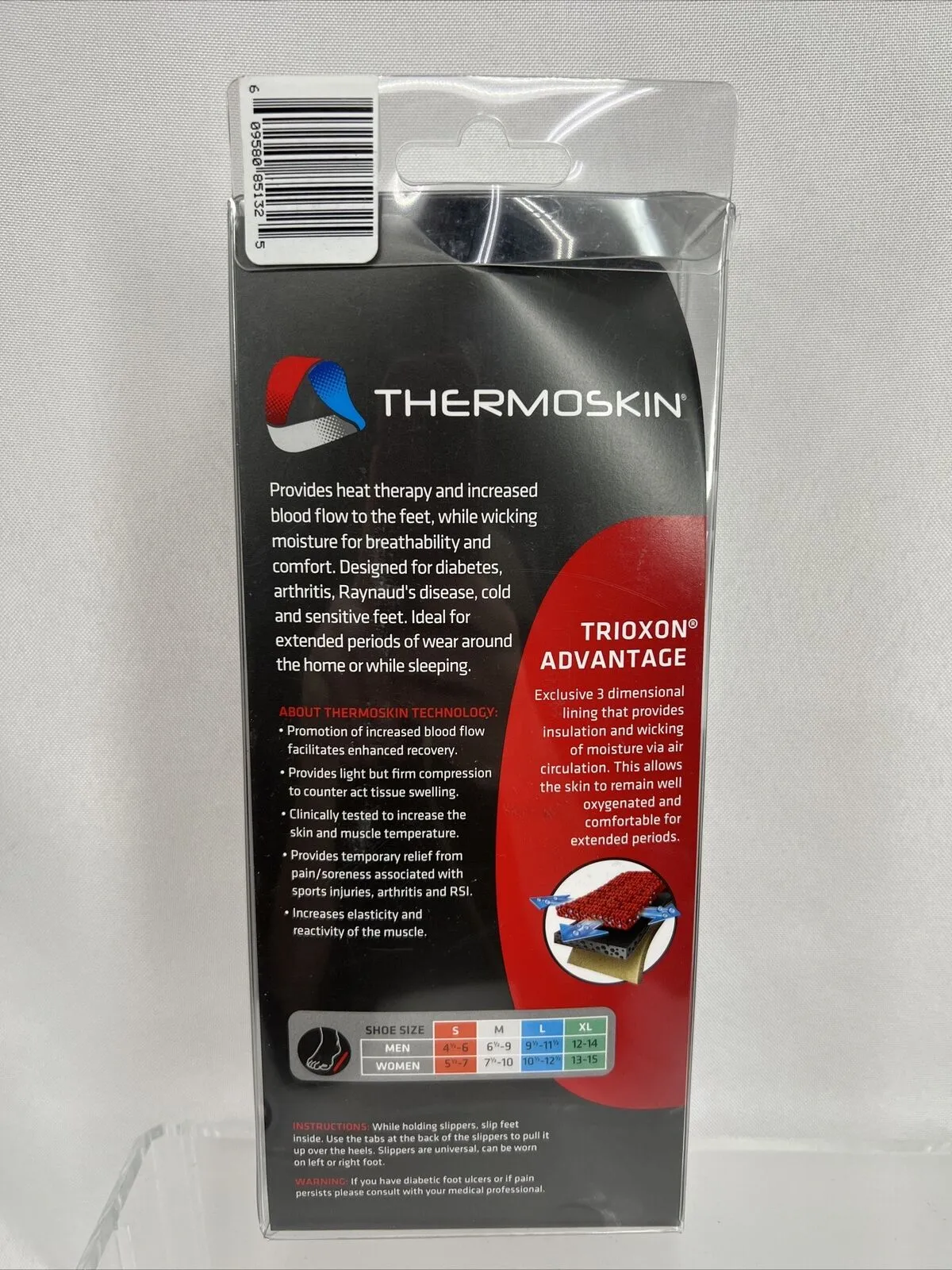 Thermoskin Circulation Thermal Slippers Black Large Orthozone Heat Therapy Moder
