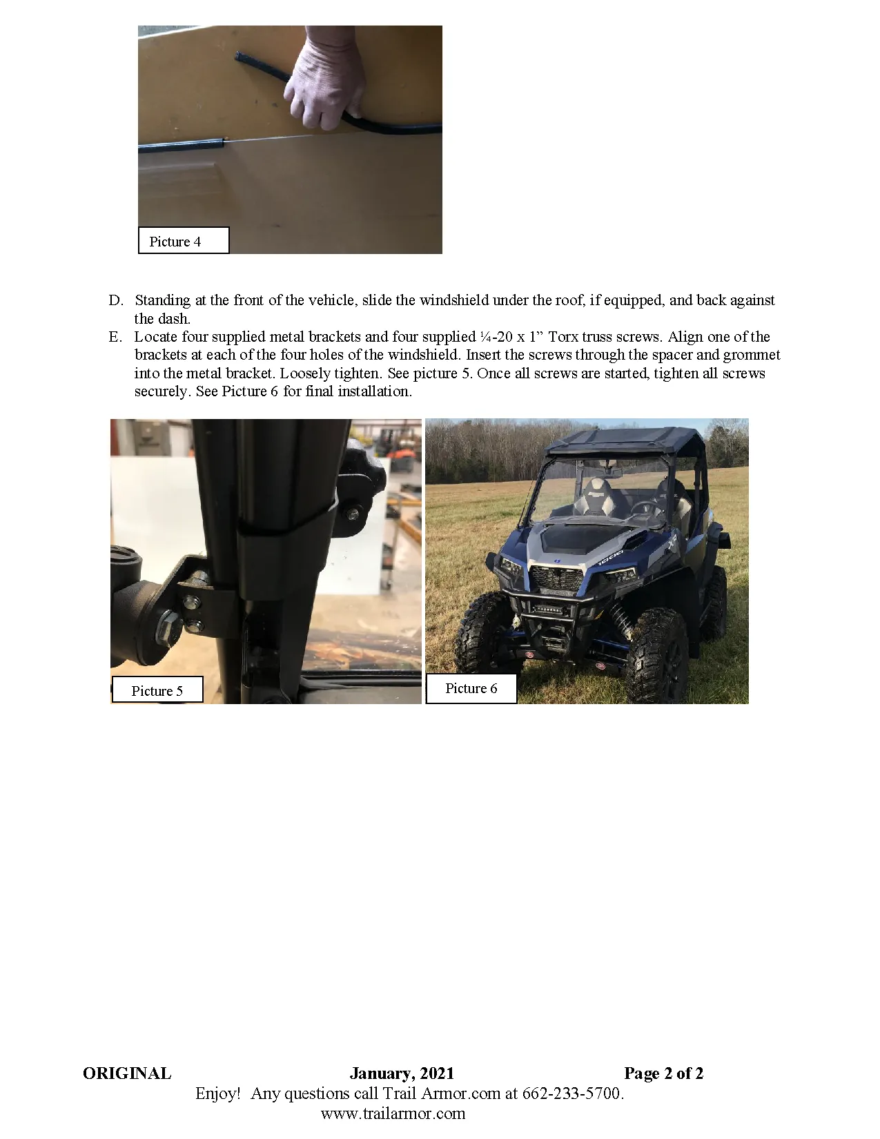 Trail Armor 2020 - 2025 Polaris General 1000, General 4 1000, General XP 1000 and General XP 4 1000 Full Windshield