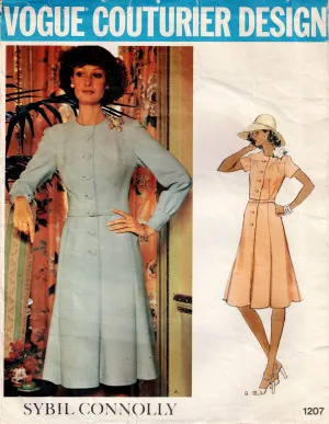 Vogue Couturier Design 1207 SYBIL CONNOLLY Womens Yoked Button Through Dress 1970s Vintage Sewing Pattern Size 10 Bust 32.5 inches