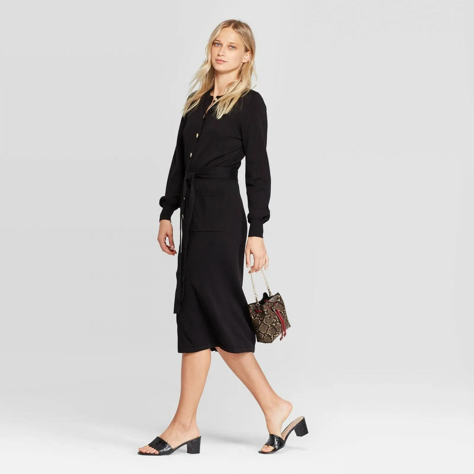 Who What Wear Women's Long Sleeve Crewneck Midi Sweater Dress