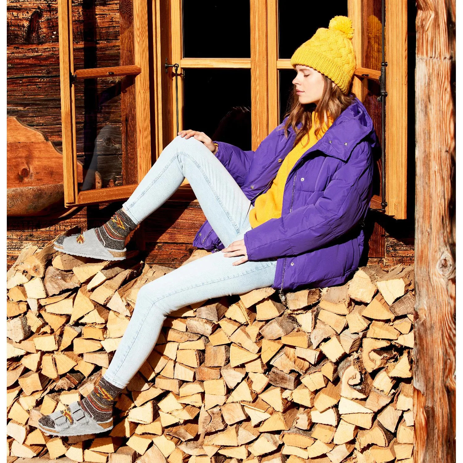Women's Birkenstock Arizona Shearling Ochre Suede