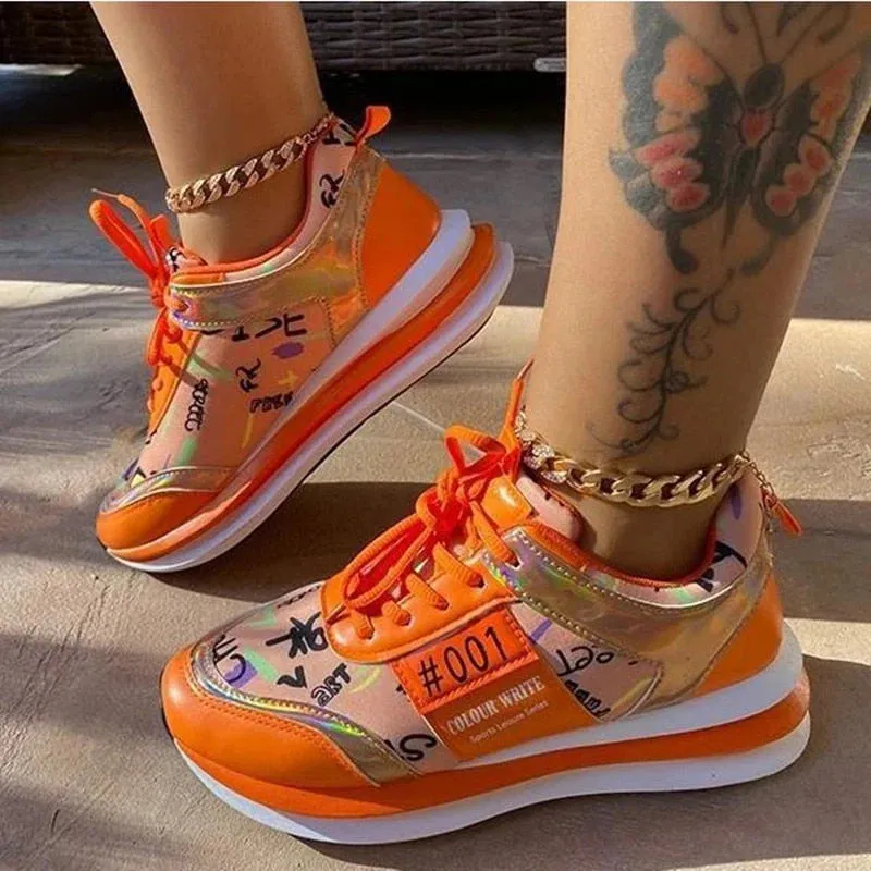 Women's Comfortable Printed Neon Sneakers | Perfect for Everyday Wear