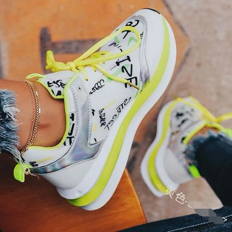 Women's Comfortable Printed Neon Sneakers | Perfect for Everyday Wear