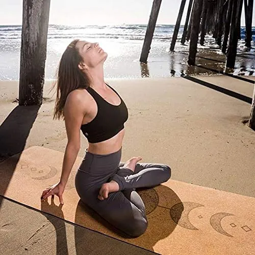 Woowooh Seven Chakra Cork Yoga Mat with Alignment Lines