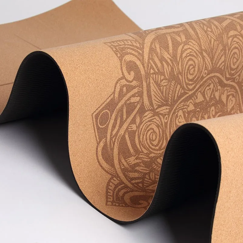 Woowooh Water Flow Cork Yoga Mat with Alignment Lines