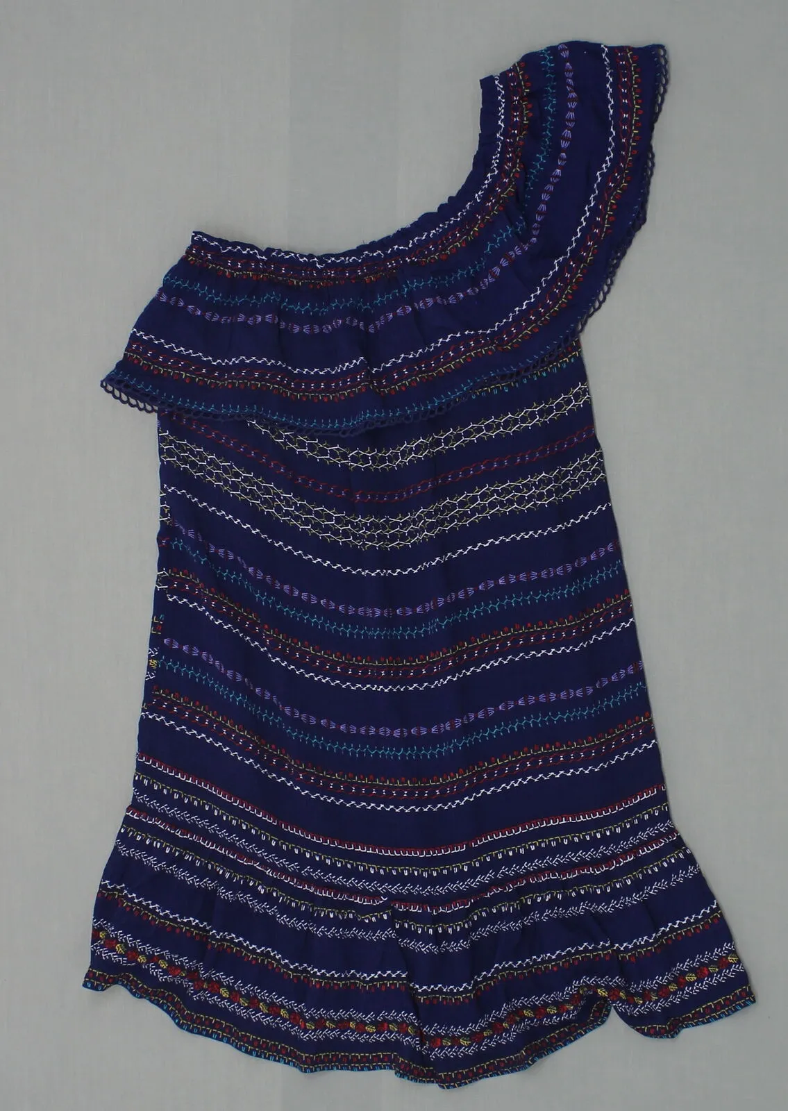Xhilaration Women's One Shoulder Shift Dress Blue Stripe XS