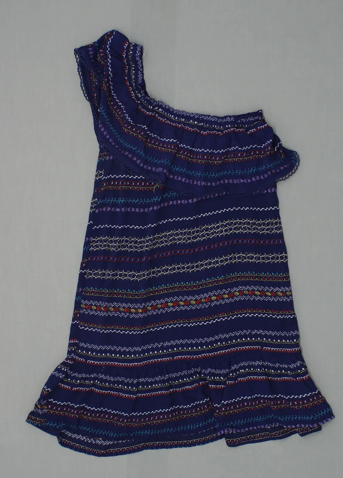 Xhilaration Women's One Shoulder Shift Dress Blue Stripe XS