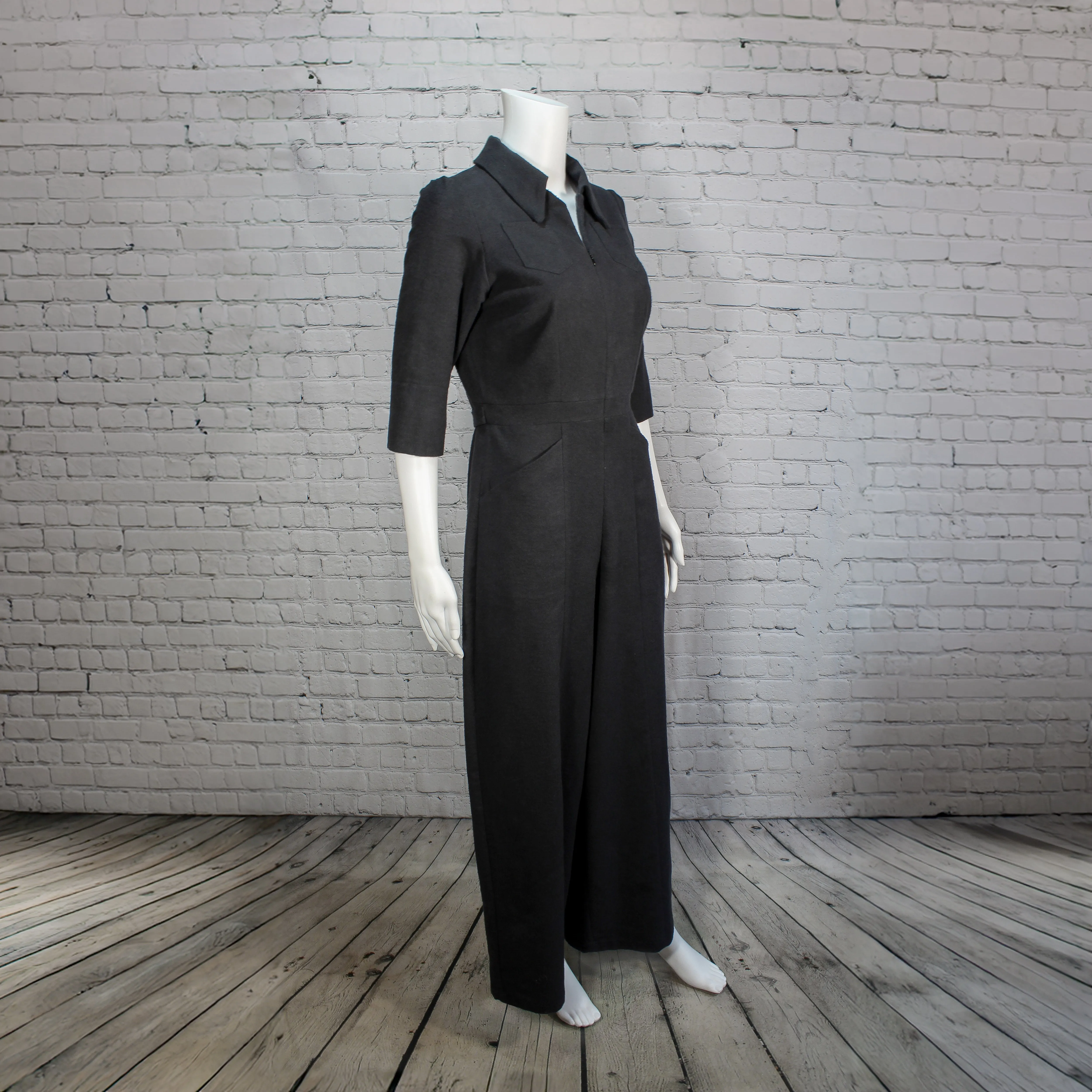 Zelda Jumpsuit in Black Flannel by Kim Schalk