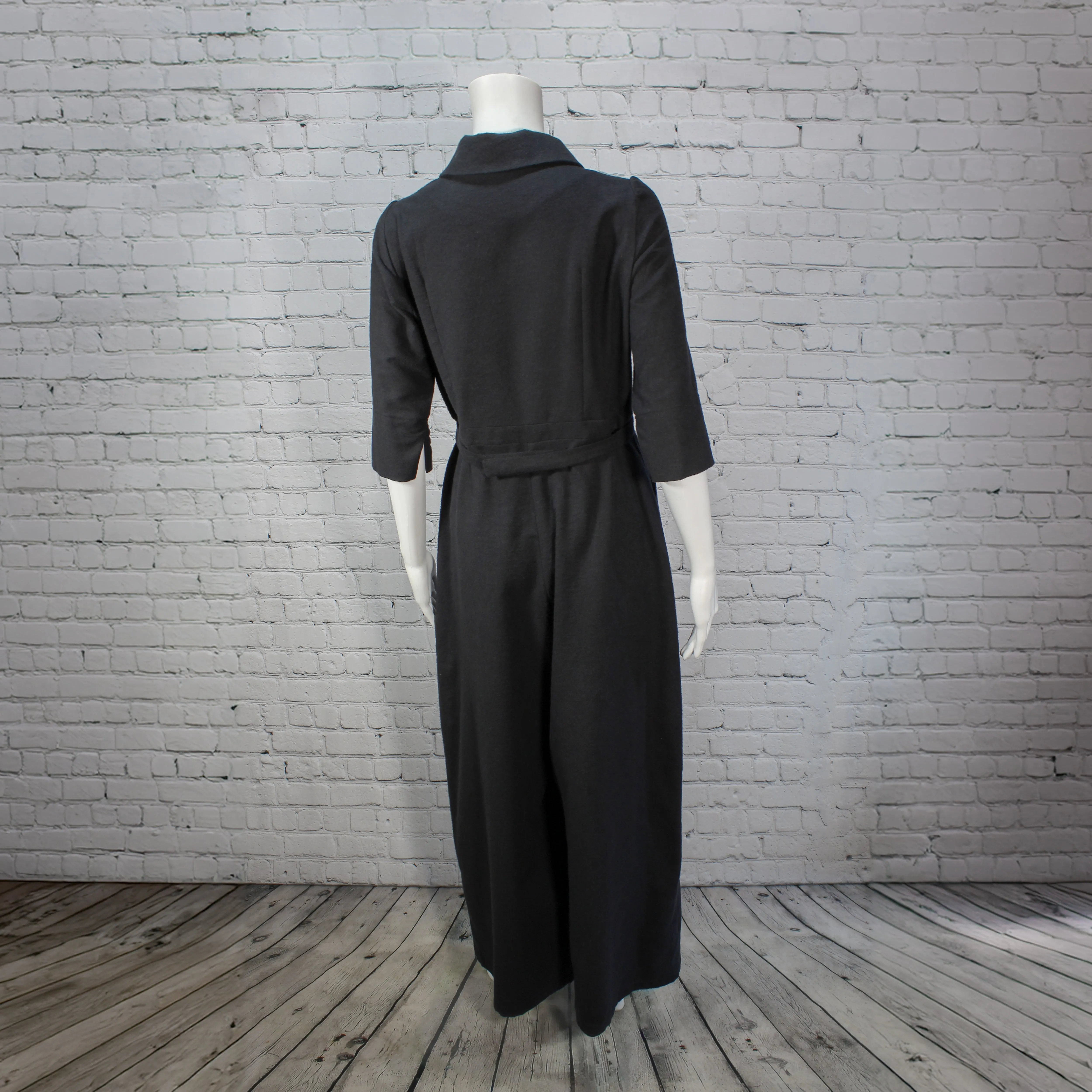 Zelda Jumpsuit in Black Flannel by Kim Schalk